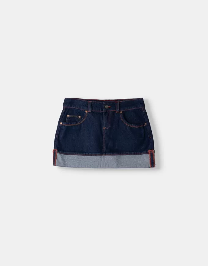 Denim turn-up mini skirt Denim turn-up mini skirt