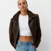 Double-sided jacket with faux shearling sleeves Double-sided jacket with faux shearling sleeves