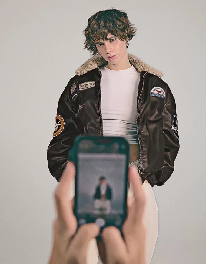 Double-sided jacket with patches Double-sided jacket with patches