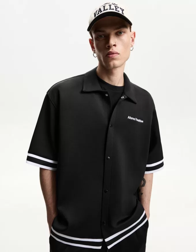 Embroidered short sleeve boxy fit shirt