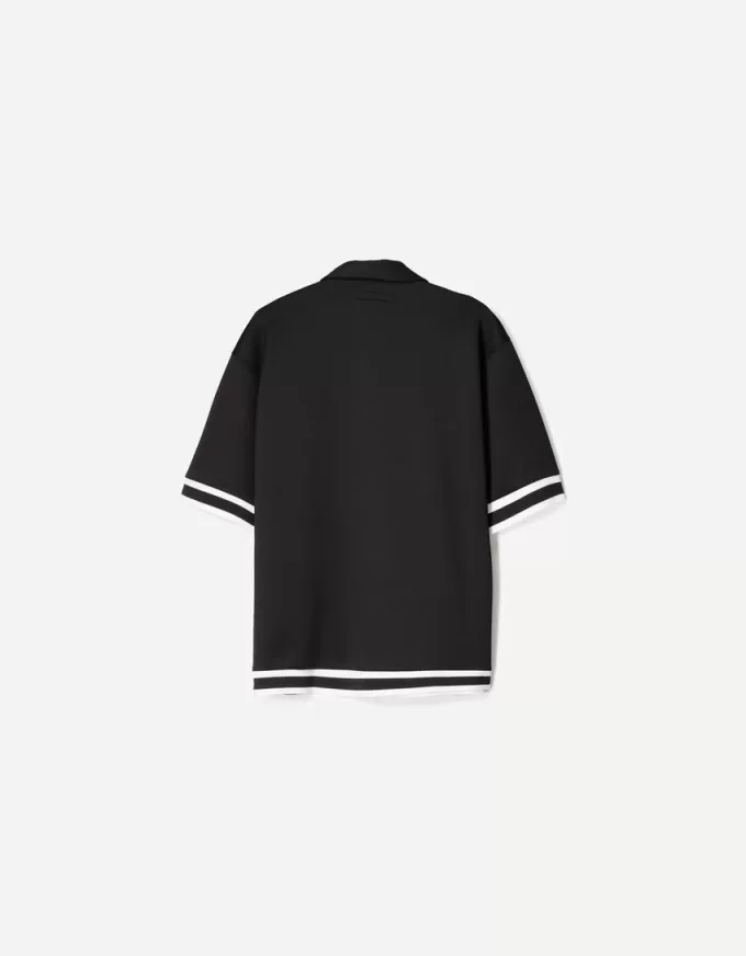 Embroidered short sleeve boxy fit shirt