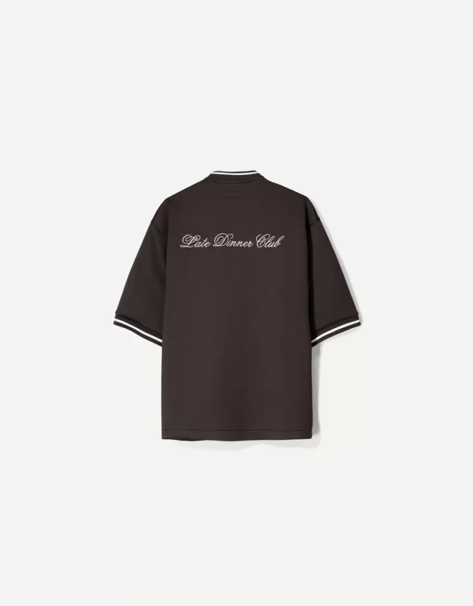 Embroidered short sleeve boxy fit shirt