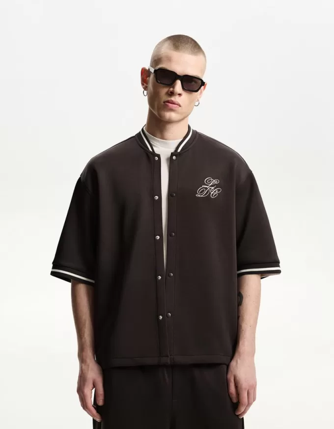 Embroidered short sleeve boxy fit shirt