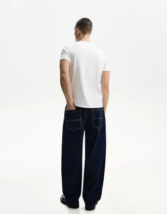 Embroidered short sleeve roll-up T-shirt