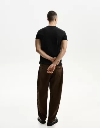 Embroidered short sleeve roll-up T-shirt