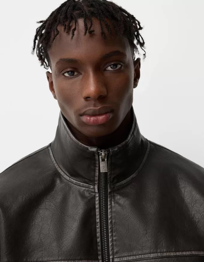 Faded leather effect jacket Faded leather effect jacket