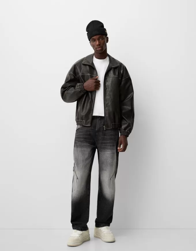 Faded leather effect jacket Faded leather effect jacket