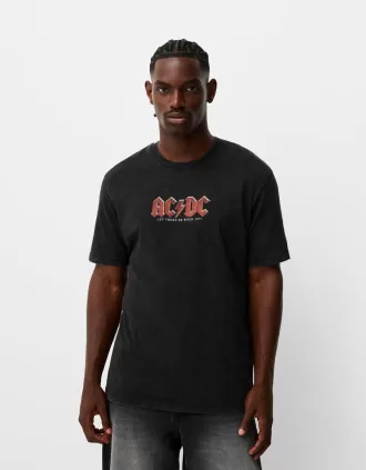 Faded short sleeve AC/DC print T-shirt