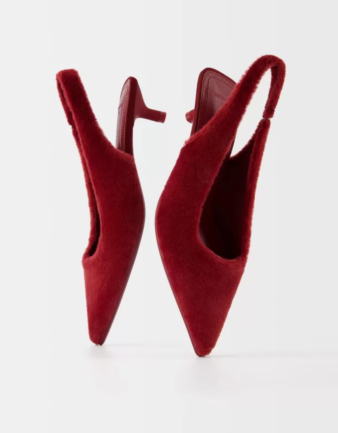 Faux fur kitten-heel slingback shoes Faux fur kitten-heel slingback shoes