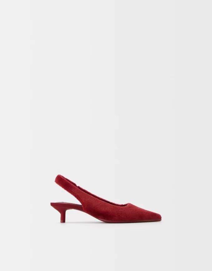 Faux fur kitten-heel slingback shoes Faux fur kitten-heel slingback shoes