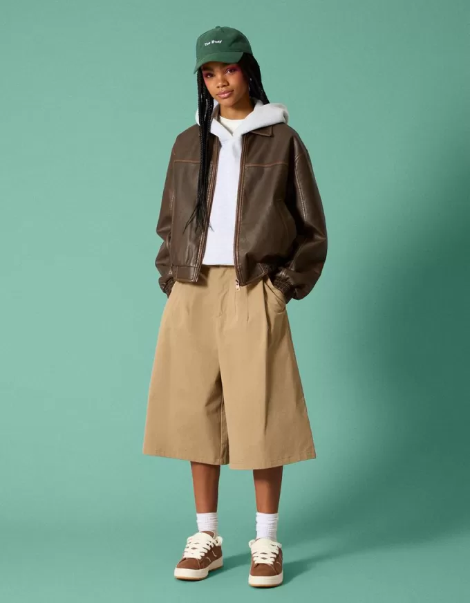 Faux leather oversize jacket