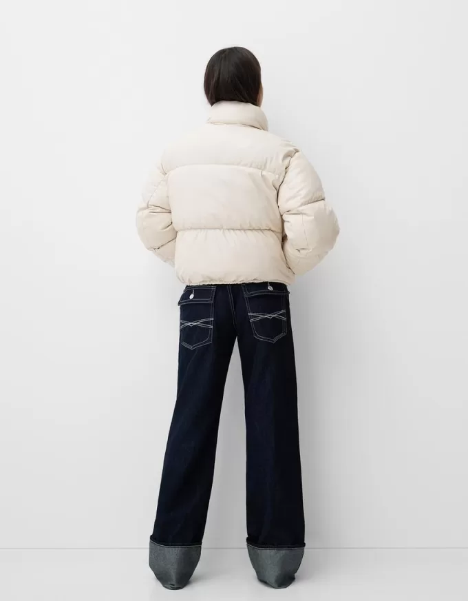 Faux leather puffer jacket