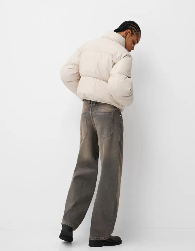 Faux leather puffer jacket