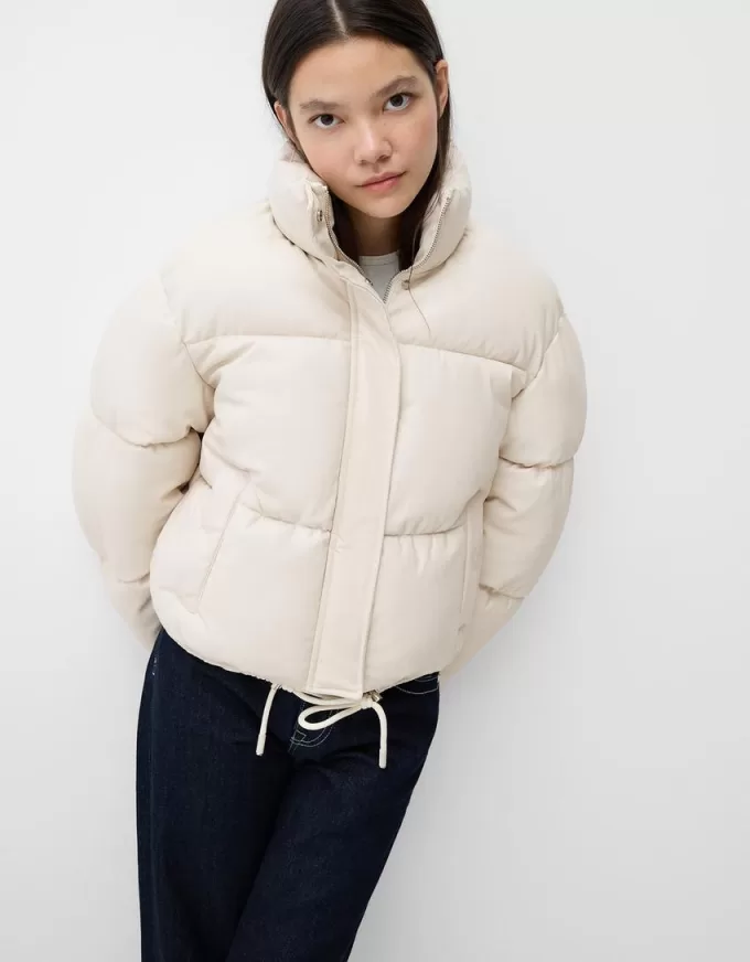 Faux leather puffer jacket