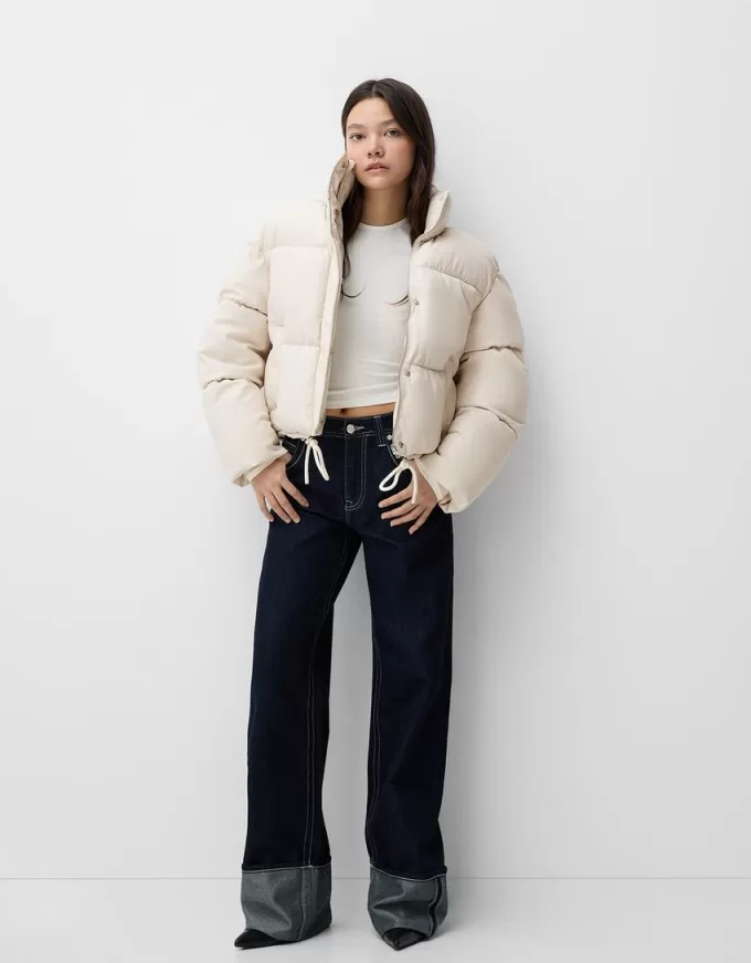 Faux leather puffer jacket