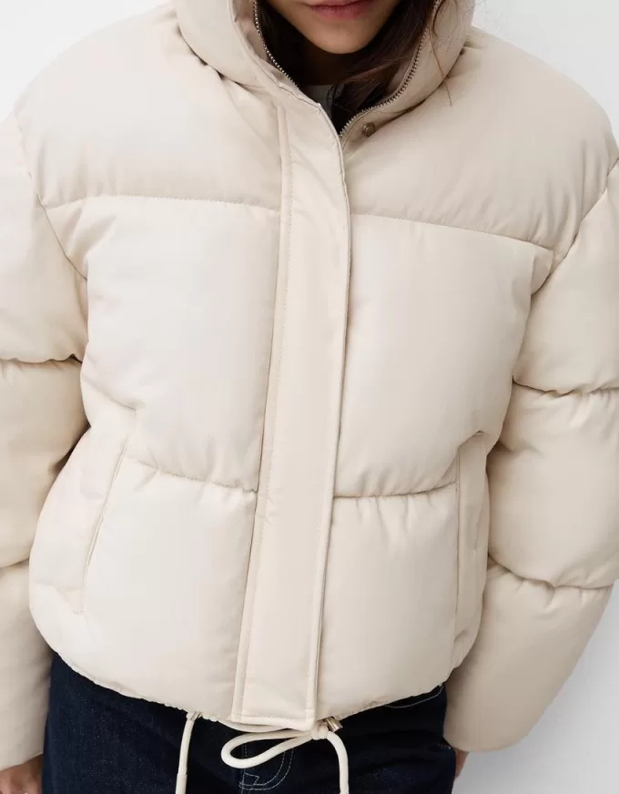 Faux leather puffer jacket