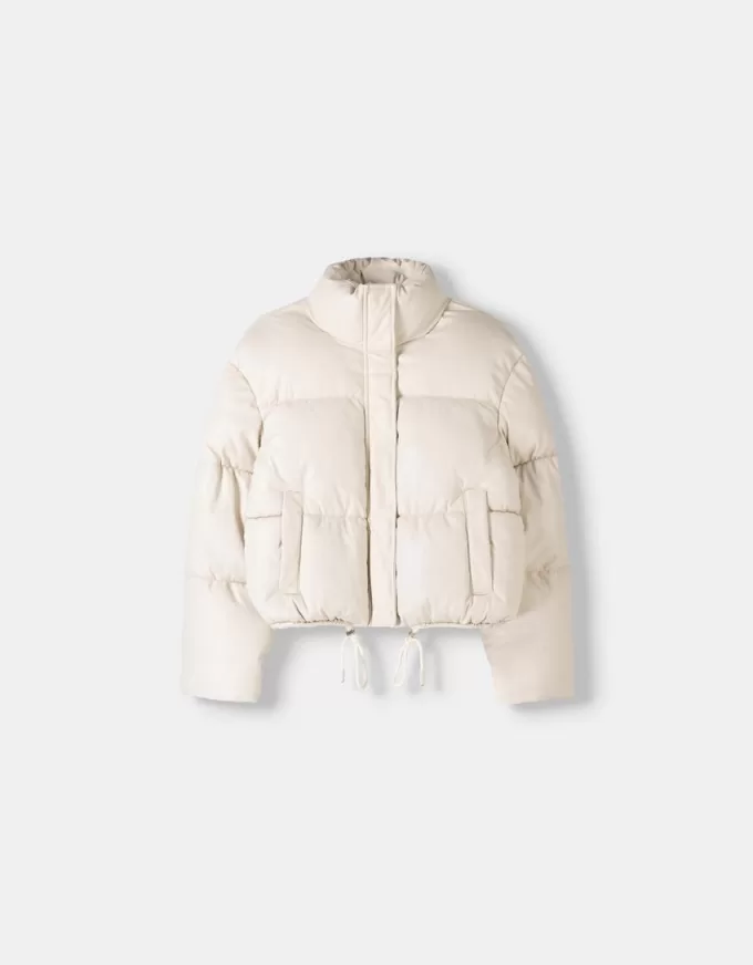 Faux leather puffer jacket