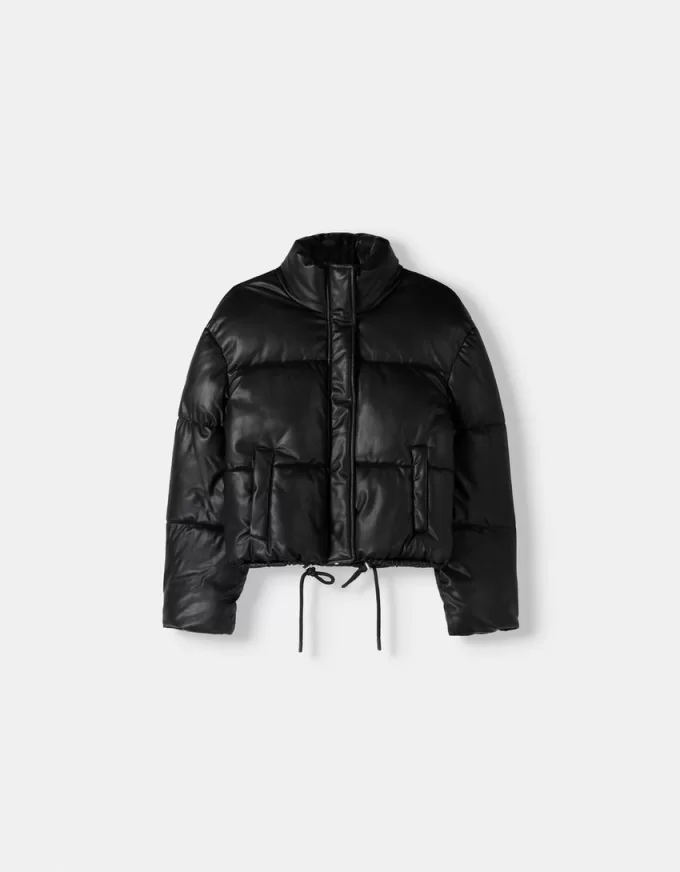 Faux leather puffer jacket