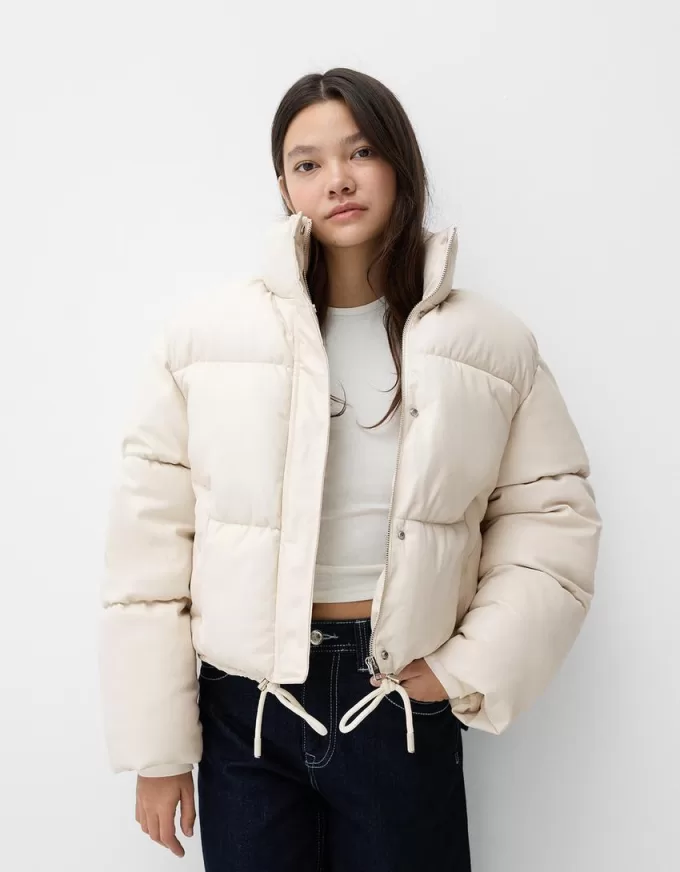 Faux leather puffer jacket