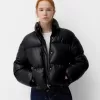 Faux leather puffer jacket