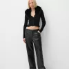 Faux leather straight pants