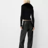 Faux leather straight pants