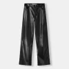 Faux leather straight pants