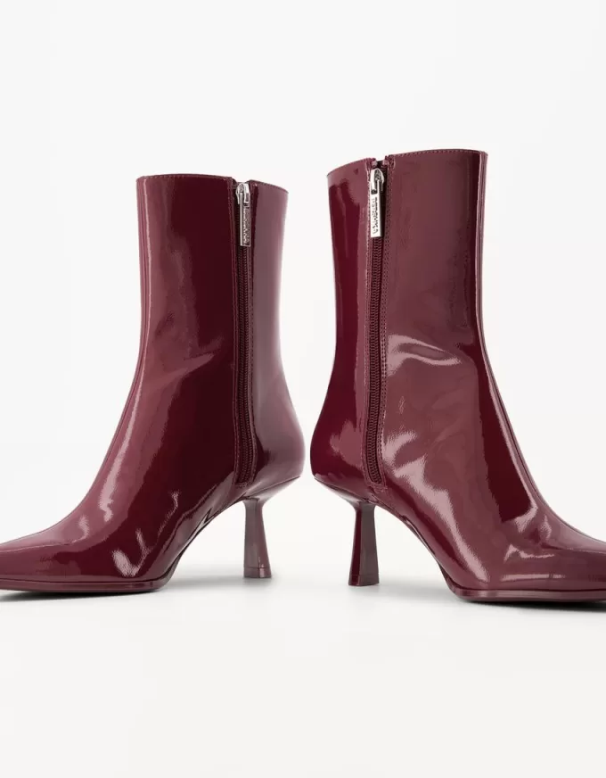 Faux patent kitten-heel ankle boots Faux patent kitten-heel ankle boots