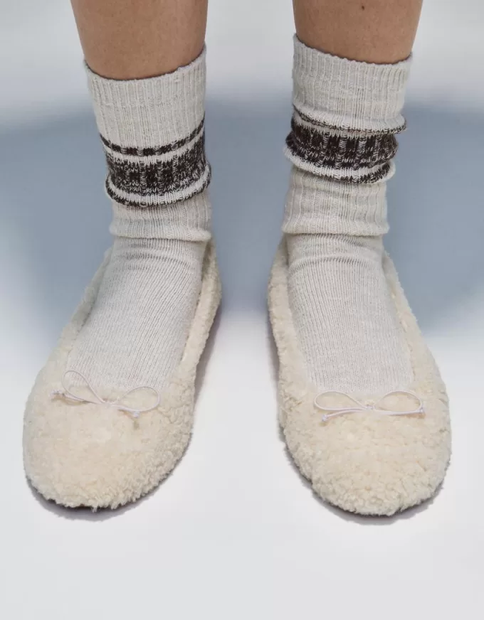 Faux shearling ballerinas