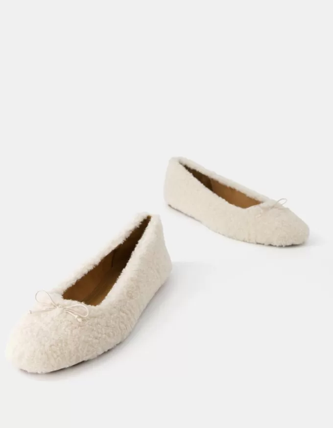 Faux shearling ballerinas