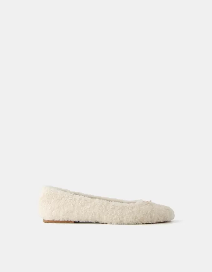 Faux shearling ballerinas
