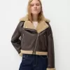 Faux shearling biker jacket