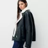 Faux shearling biker jacket