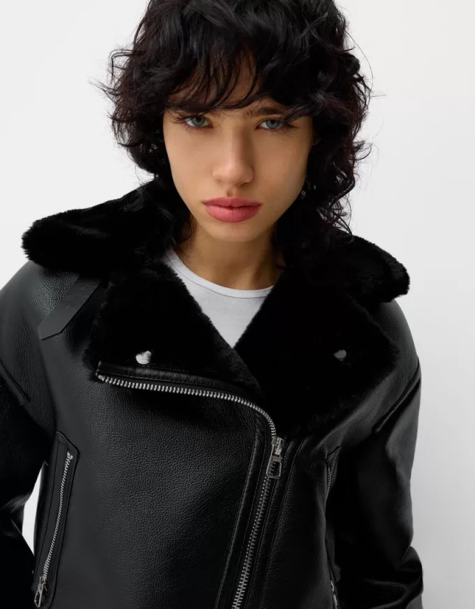 Faux shearling biker jacket Faux shearling biker jacket