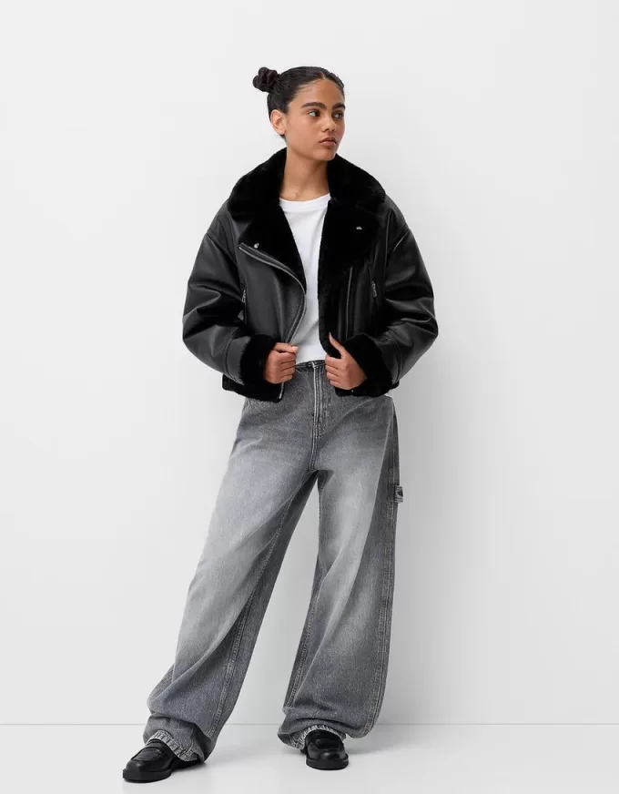 Faux shearling biker jacket Faux shearling biker jacket