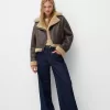 Faux shearling biker jacket