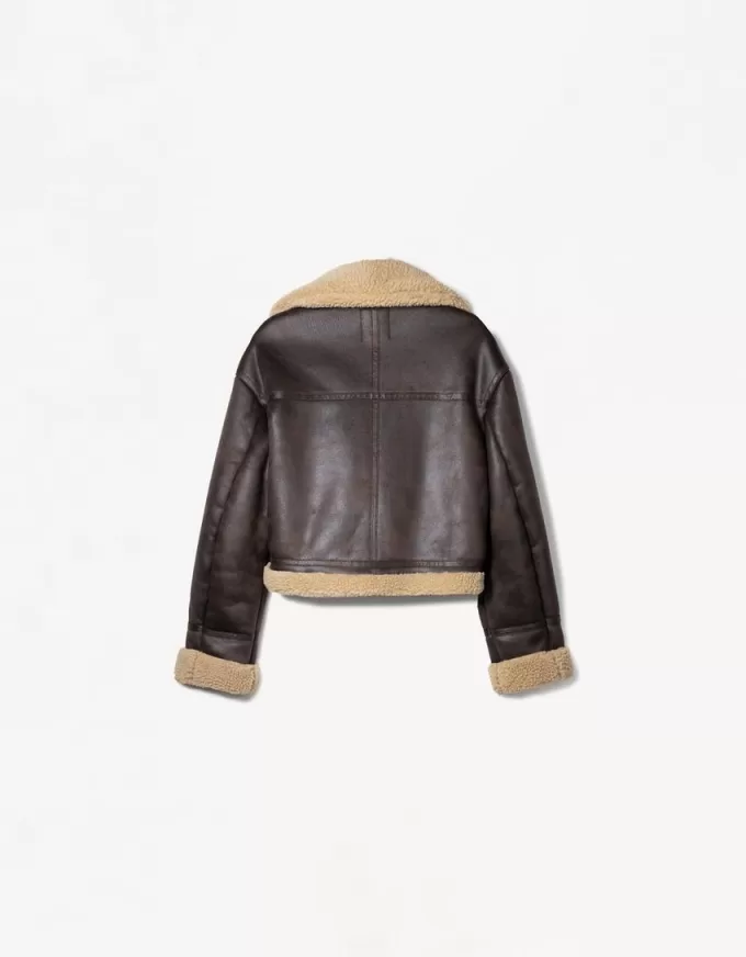 Faux shearling biker jacket