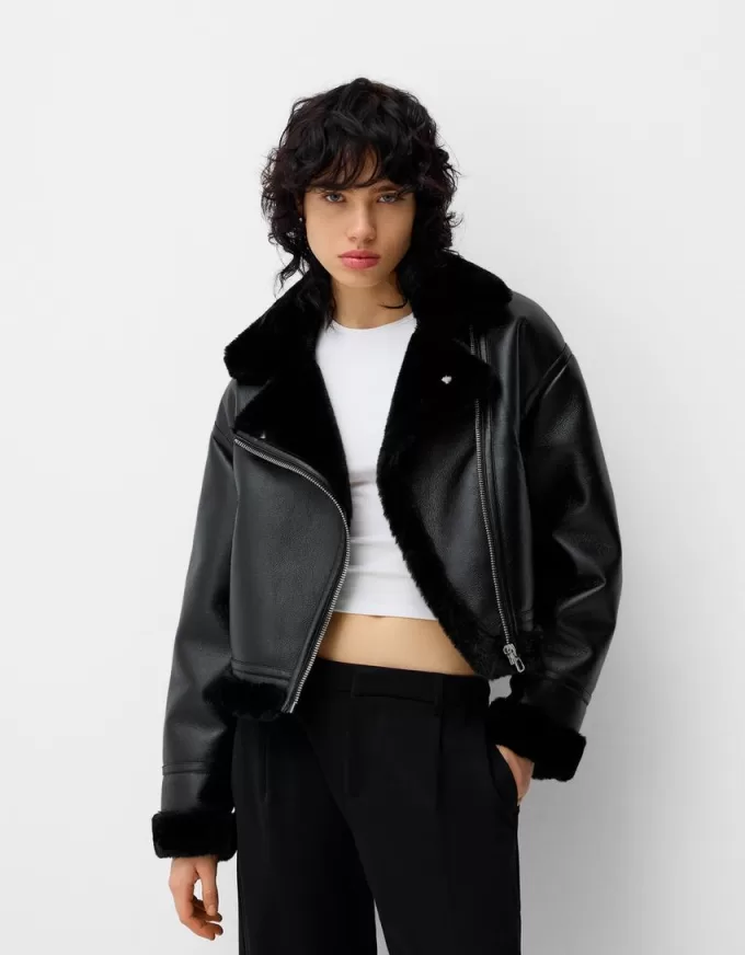 Faux shearling biker jacket Faux shearling biker jacket