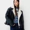 Faux shearling biker jacket