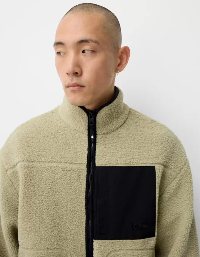 Faux shearling jacket with contrast details Faux shearling jacket with contrast details