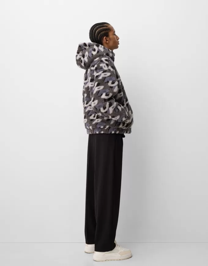 Faux shearling jacket with print Faux shearling jacket with print