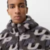 Faux shearling jacket with print Faux shearling jacket with print