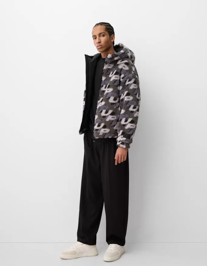 Faux shearling jacket with print Faux shearling jacket with print