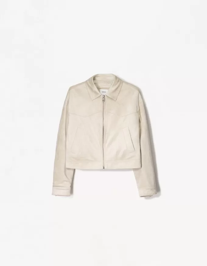 Faux suede jacket with fringing