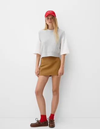 Faux suede mini skirt