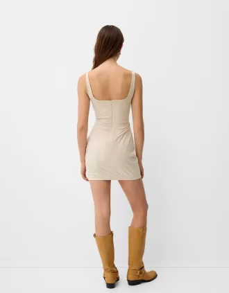 Fitted leather effect mini dress