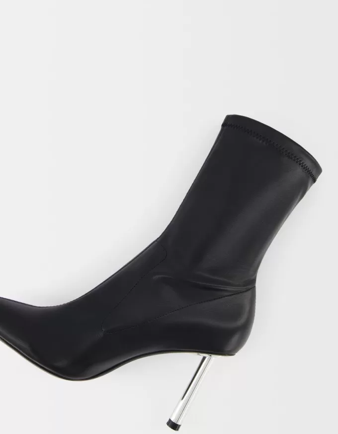 Fitted metallic high-heel ankle boots