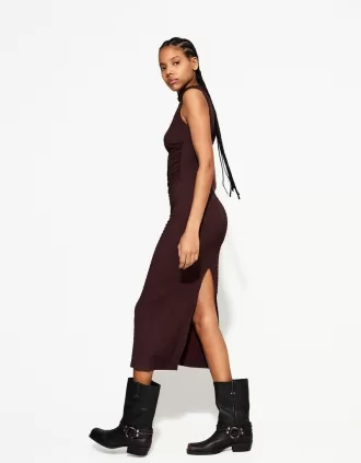 Fitted textured midi dress