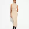 Fitted textured midi dress