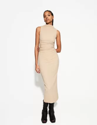 Fitted textured midi dress
